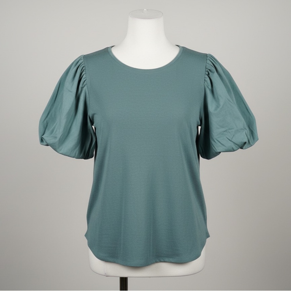 Elegant Teal Puff Sleeve Top